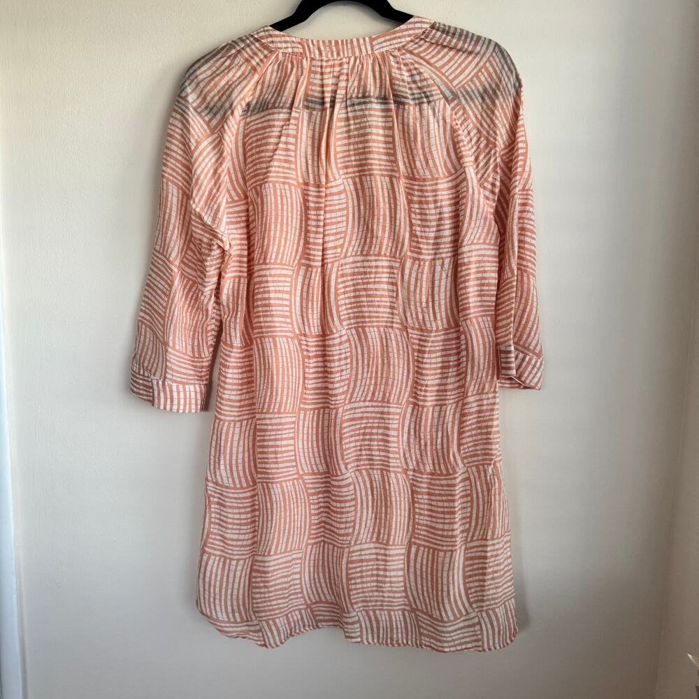 Brora Sophie Dahl Tunic Top Coral Pink Cotton Silk 3/4 Sleeve Sz US 10/UK 14 - Picture 2 of 6